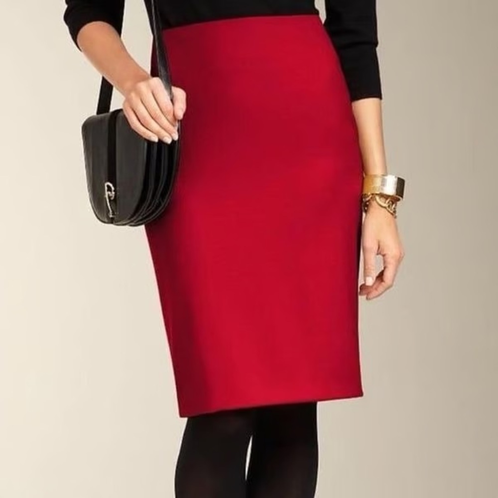 Talbots Red Knee-Length Pencil Skirt for Work